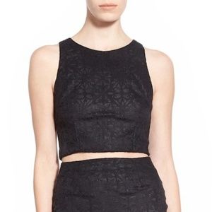 ASTR The Label Lacy Jacquard Onyx Cropped Tank Top